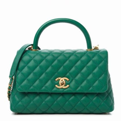 Chanel Caviar Quilted Small Coco Handle Flap Green 1 of 11