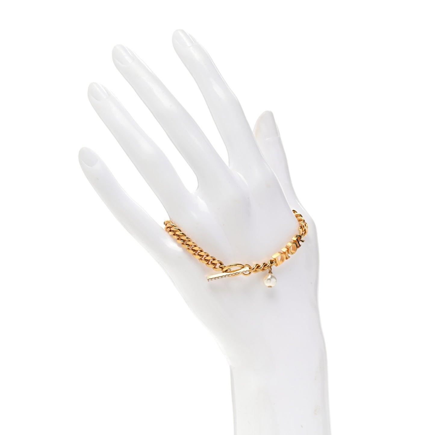 Metal Crystal Pearl Dio(r)evolution Bracelet Gold