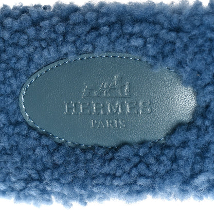Hermes Woolskin Oran Sandals 36.5 Bleu 7 of 8