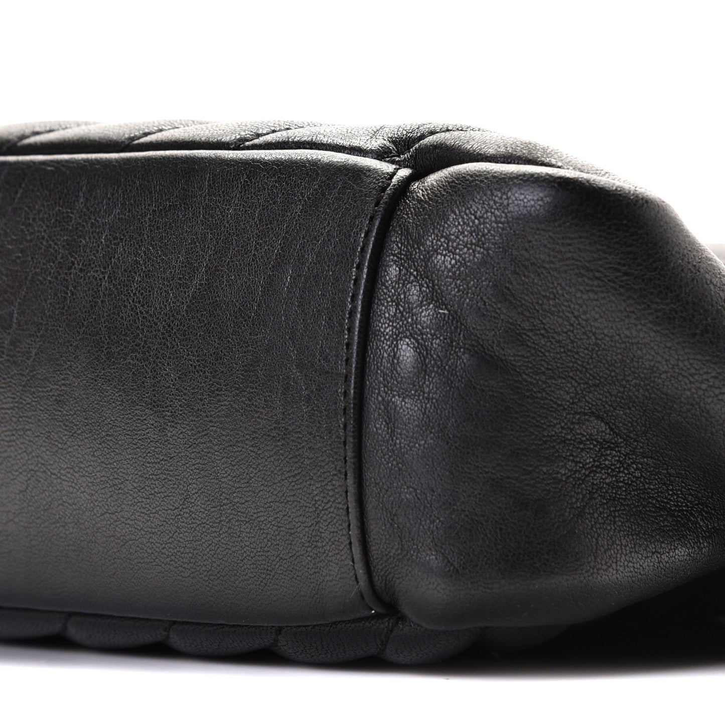 Sheepskin Matelasse Chevron Monogram Monochrome Large College Satchel Black