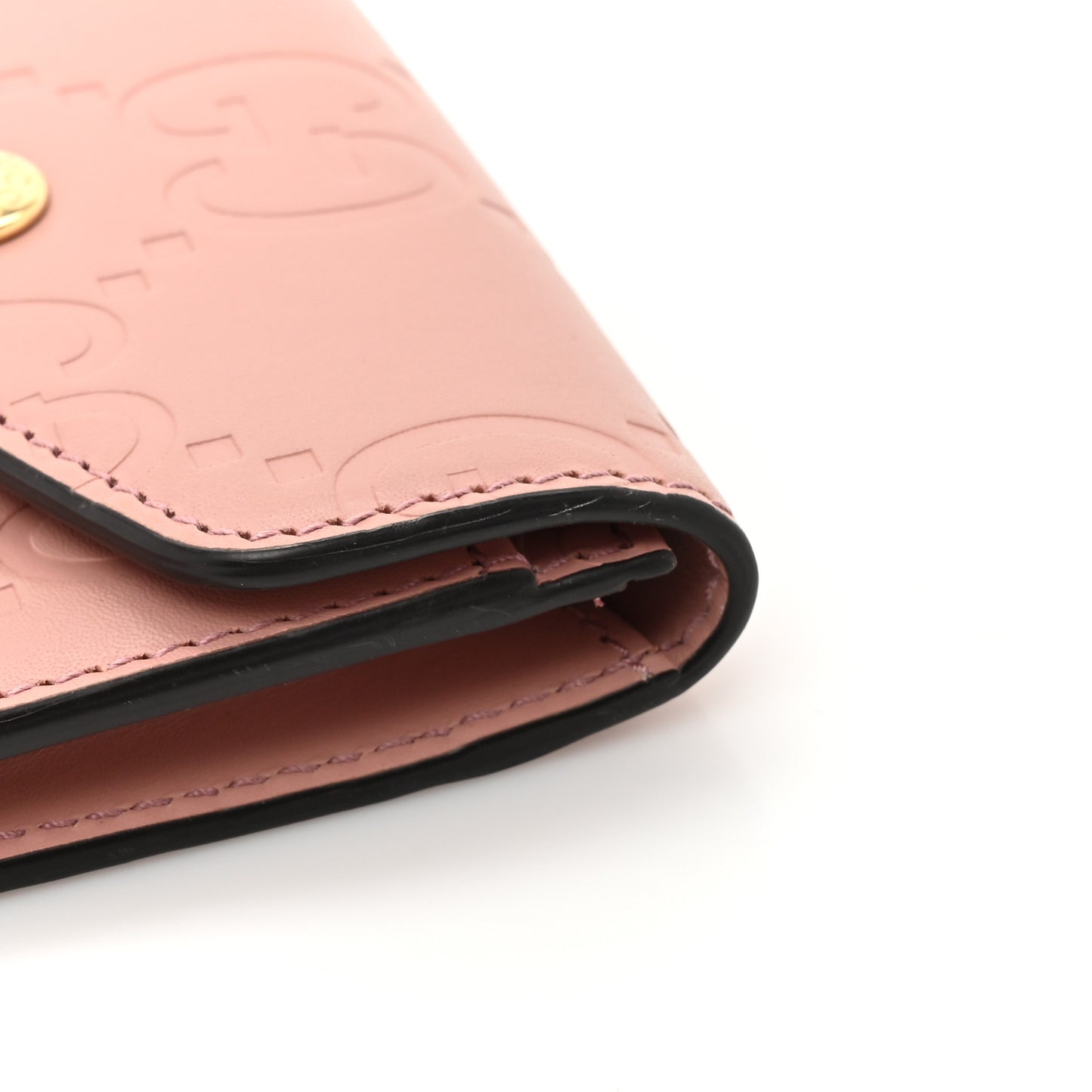 Calfskin Jumbo GG Embossed Snap Wallet Soft Pink