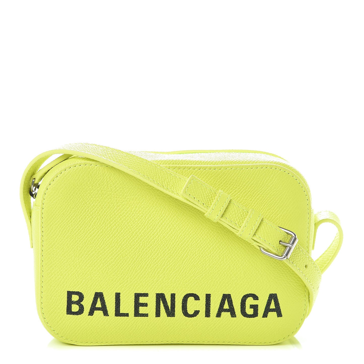 Signature Grained Calfskin Logo XS Ville Camera Bag Acid Green Black