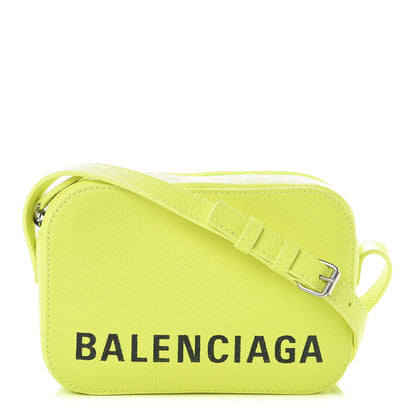 Balenciaga Signature Grained Calfskin Logo XS Ville Camera Bag Acid Green Black 1 of 10