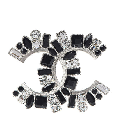 Chanel Baguette Crystal CC Brooch Silver Black 1 of 5