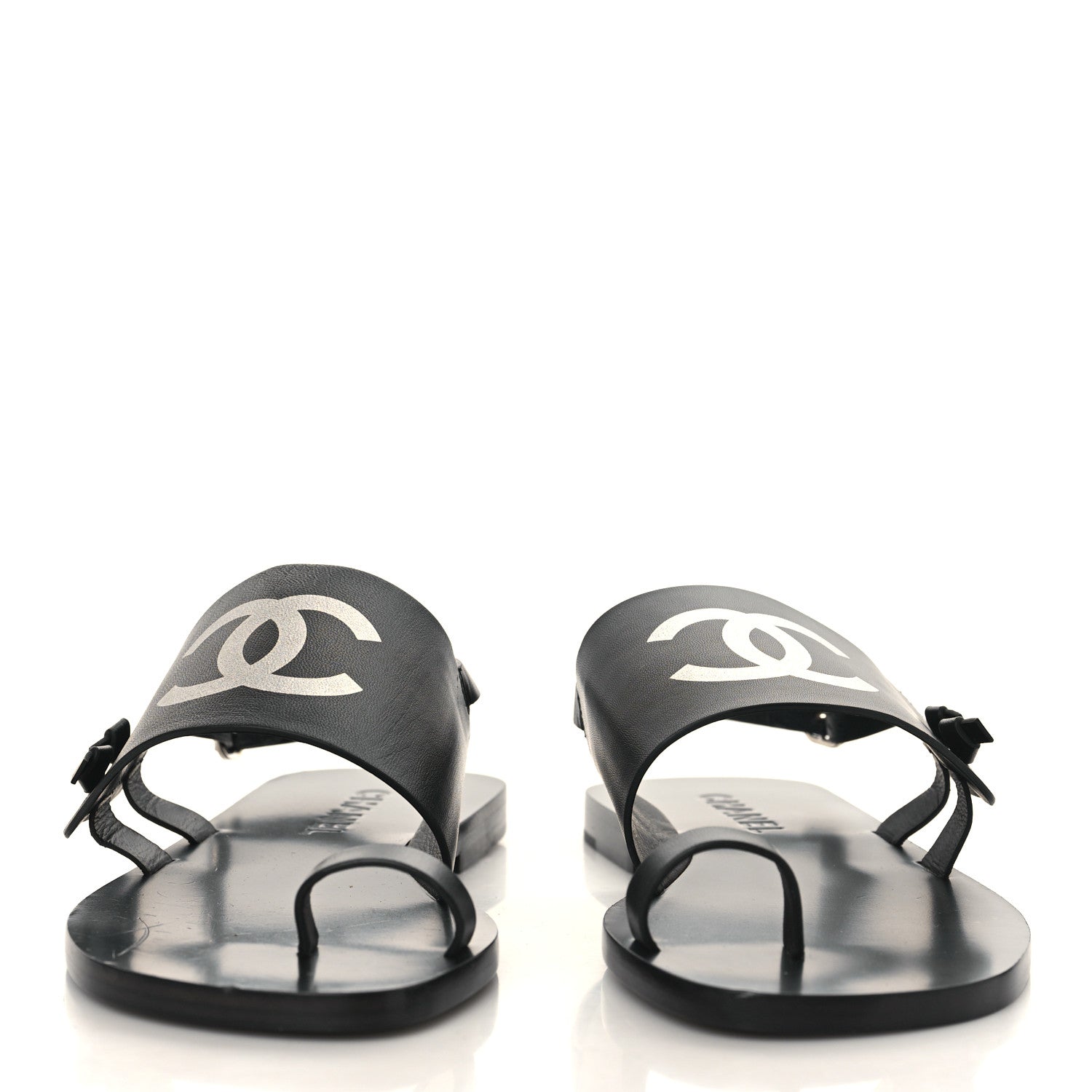 Chanel Goatskin CC Sandals 36 Black 3 of 8