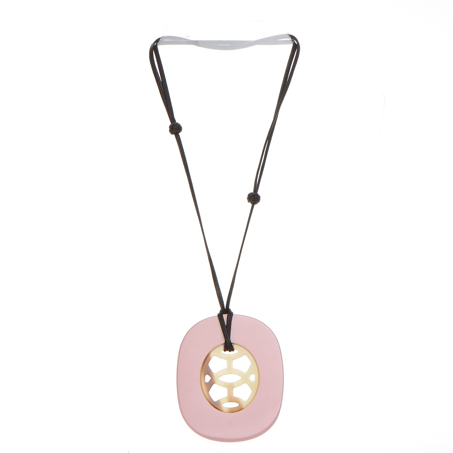 Hermes Buffalo Horn Lacquer Lift Necklace GM Rose Candeur 4 of 7