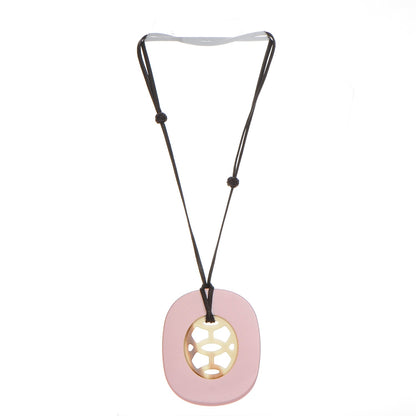 Hermes Buffalo Horn Lacquer Lift Necklace GM Rose Candeur 4 of 7