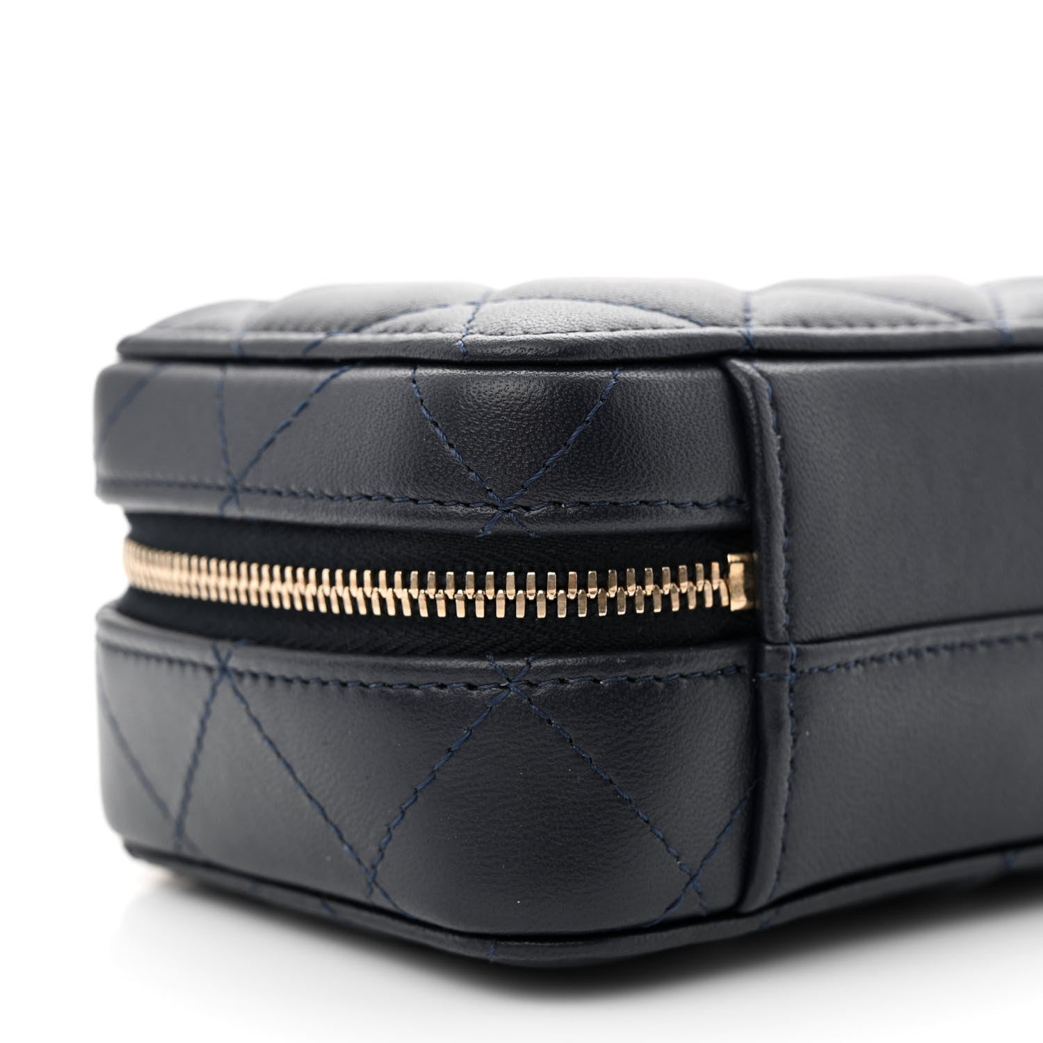 Chanel Lambskin Quilted Chain Top Handle Vanity Case Blue 9 of 11