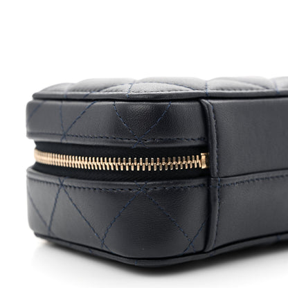 Chanel Lambskin Quilted Chain Top Handle Vanity Case Blue 9 of 11