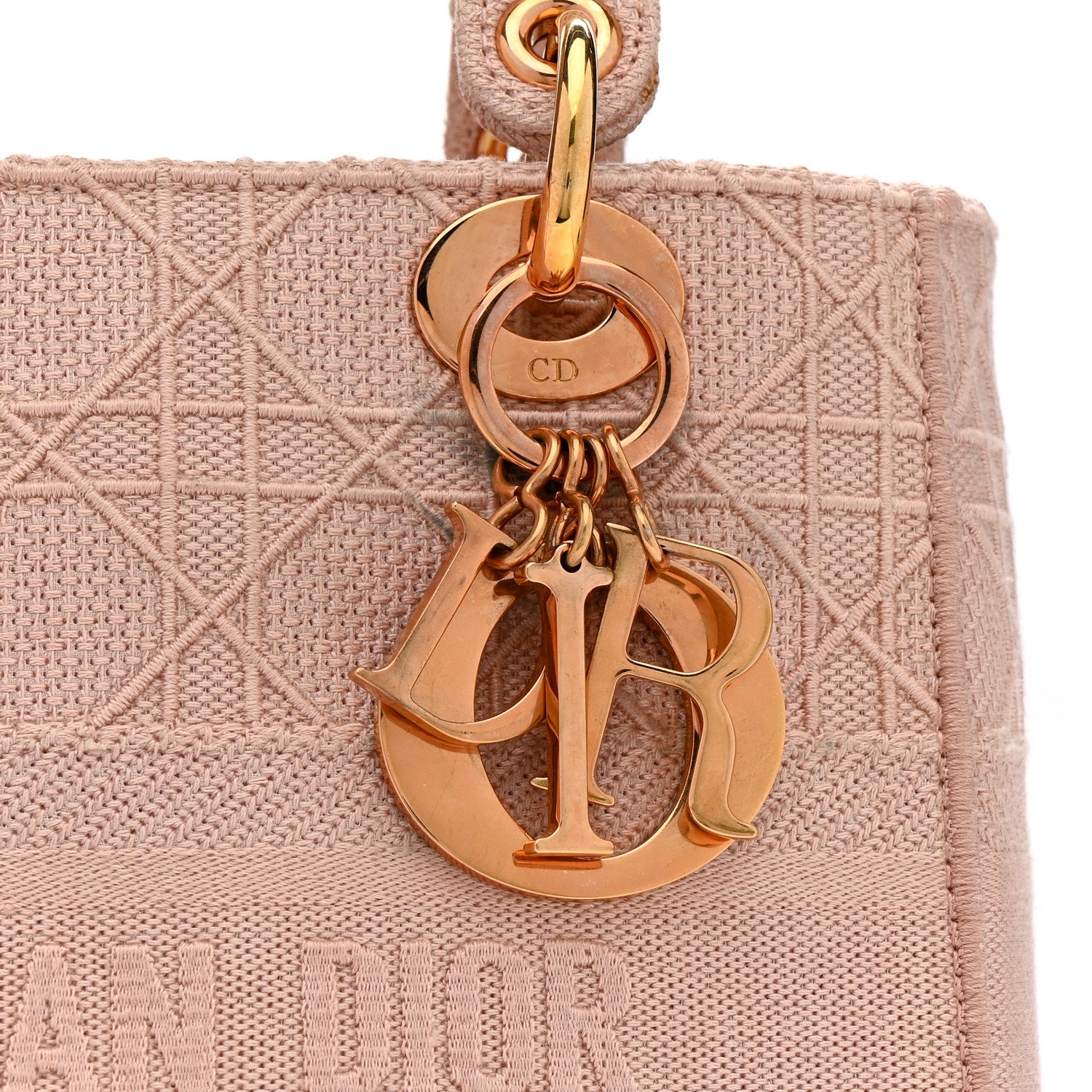 Christian Dior Canvas Embroidered Cannage Medium Lady D-Lite Bois de Rose 8 of 17