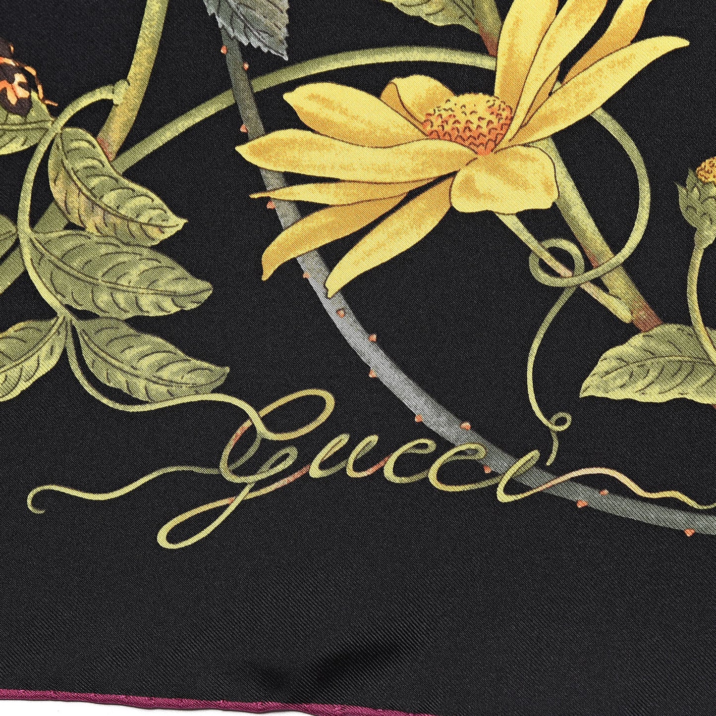 Silk Floral Flowerwebby Square Scarf Black