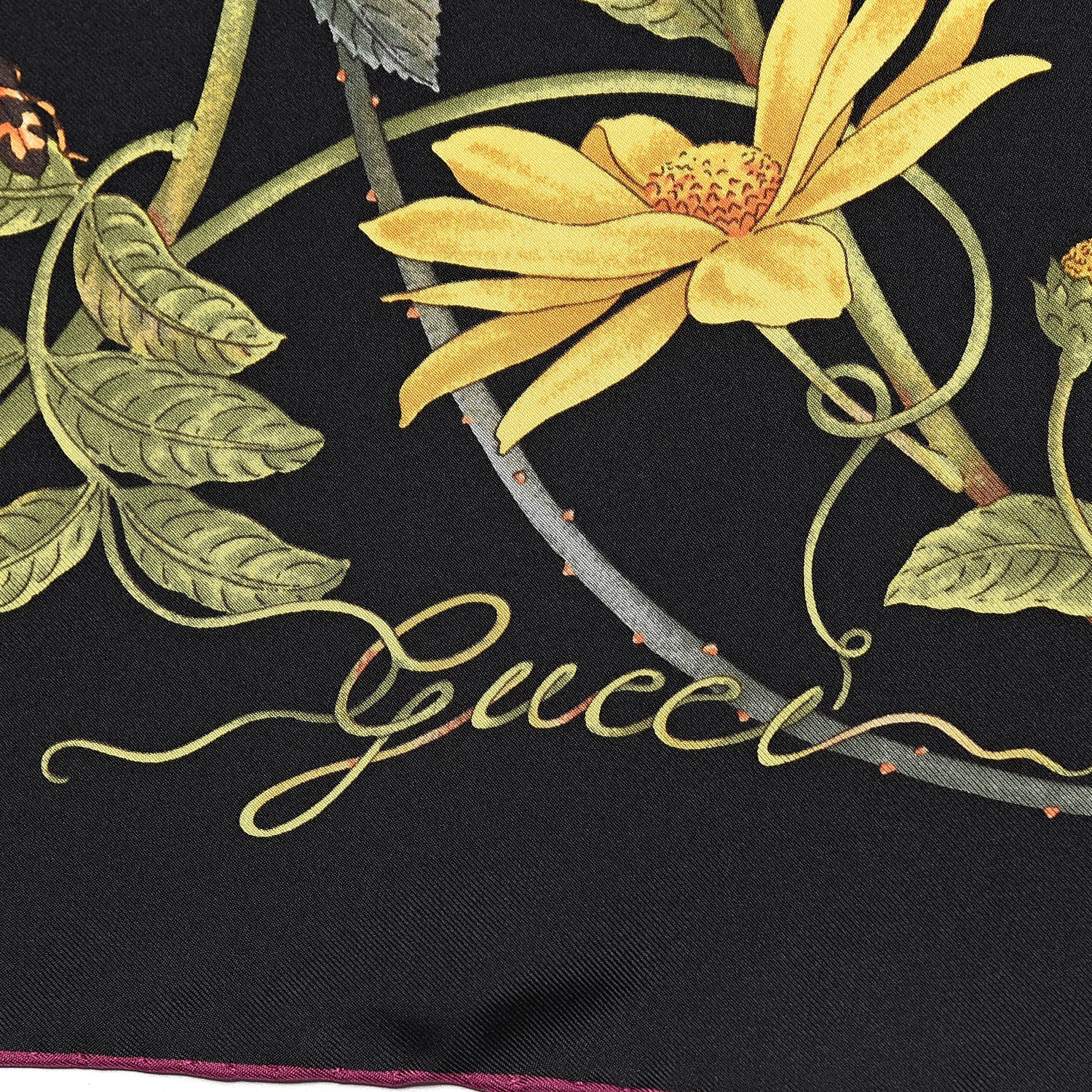 Gucci Silk Floral Flowerwebby Square Scarf Black 3 of 5