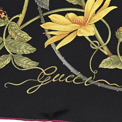 Gucci Silk Floral Flowerwebby Square Scarf Black 3 of 5
