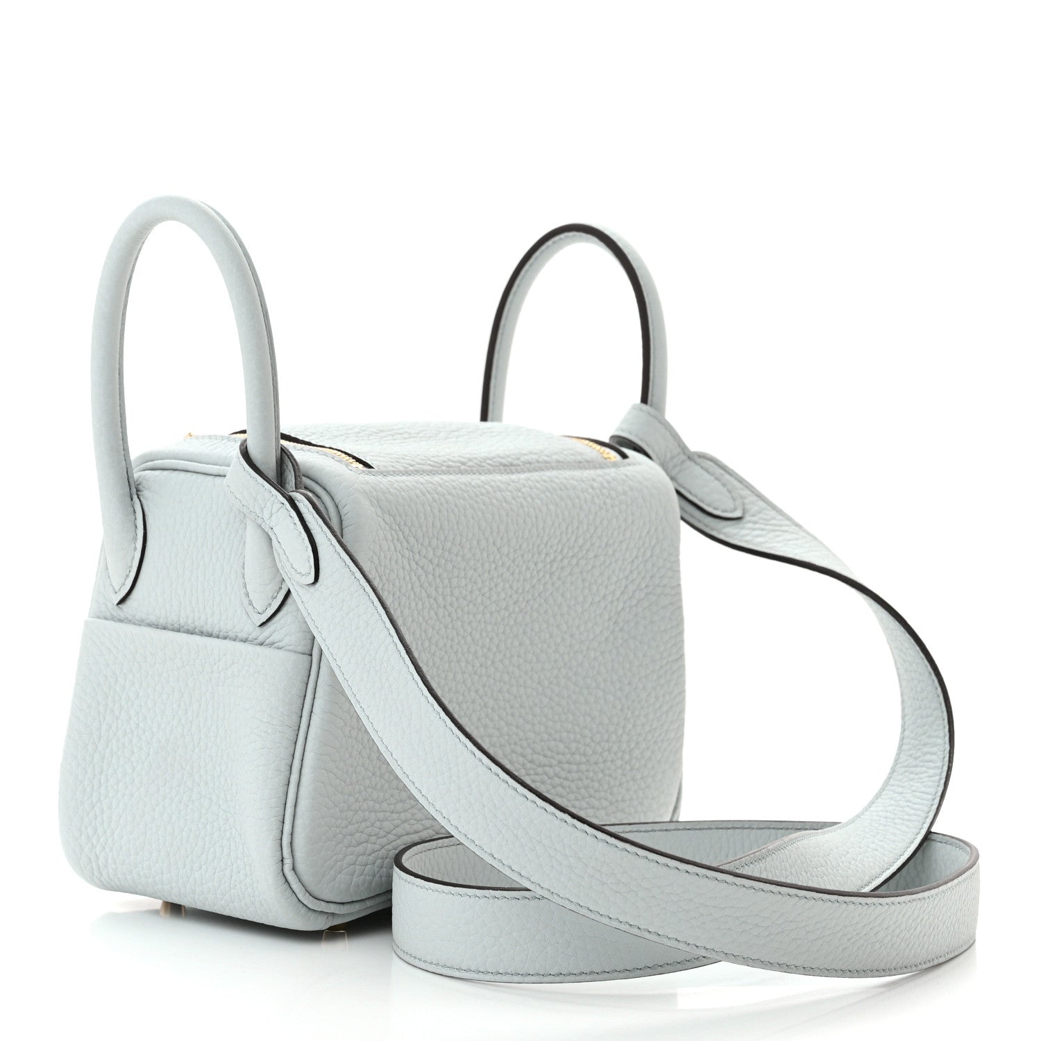 Hermes Taurillon Clemence Mini Lindy 20 Bleu Pale 3 of 11