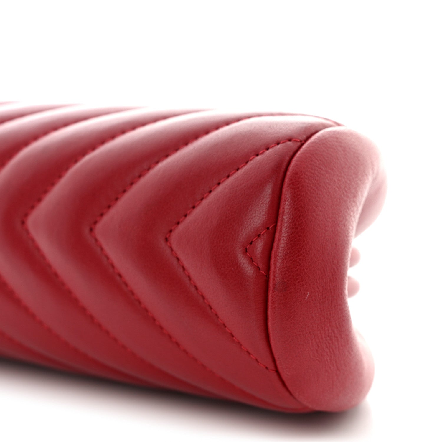 Chanel Lambskin Chevron Quilted Timeless Clutch Red 9 of 11