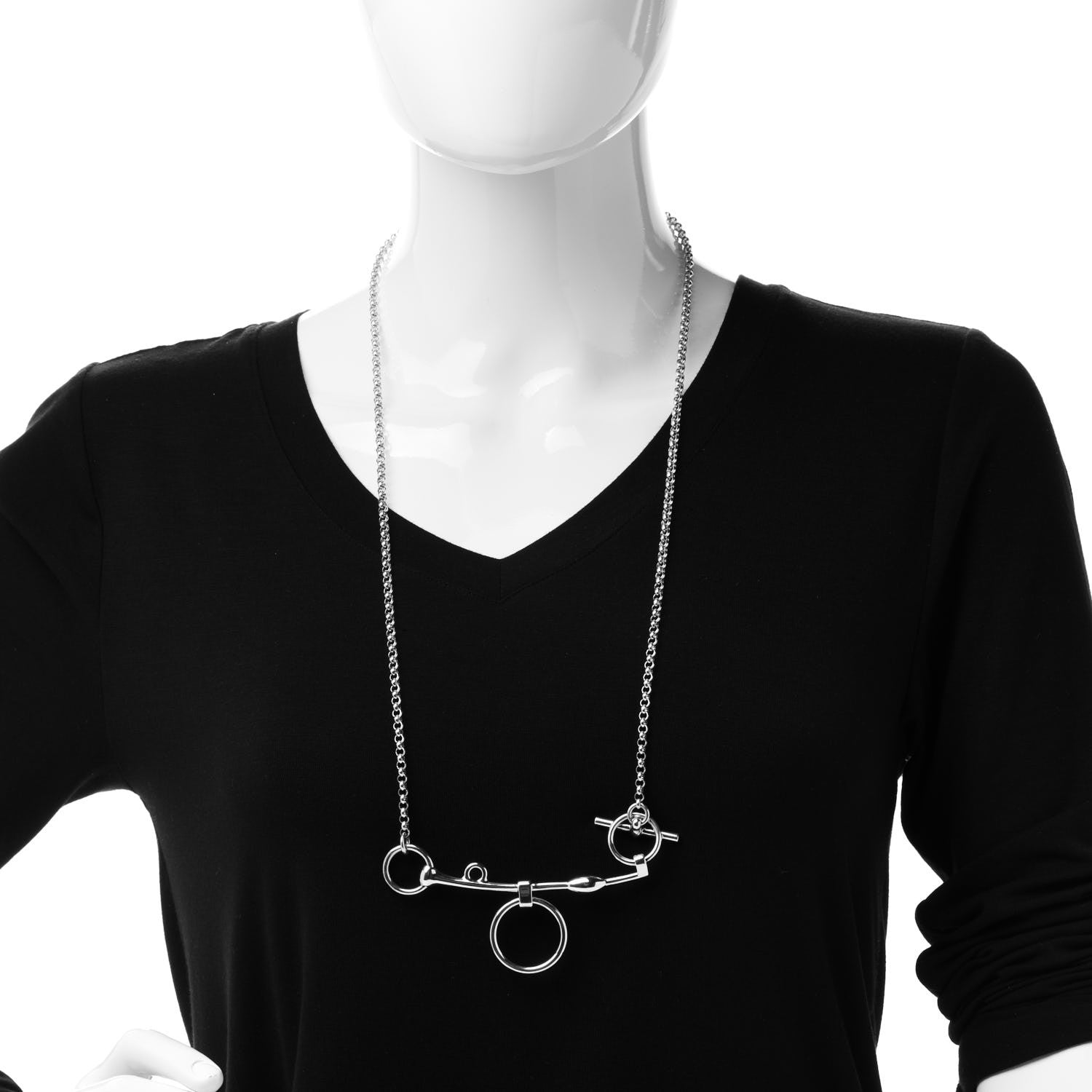 Hermes Sterling Silver Mors de Bride Long Necklace ST 2 of 5