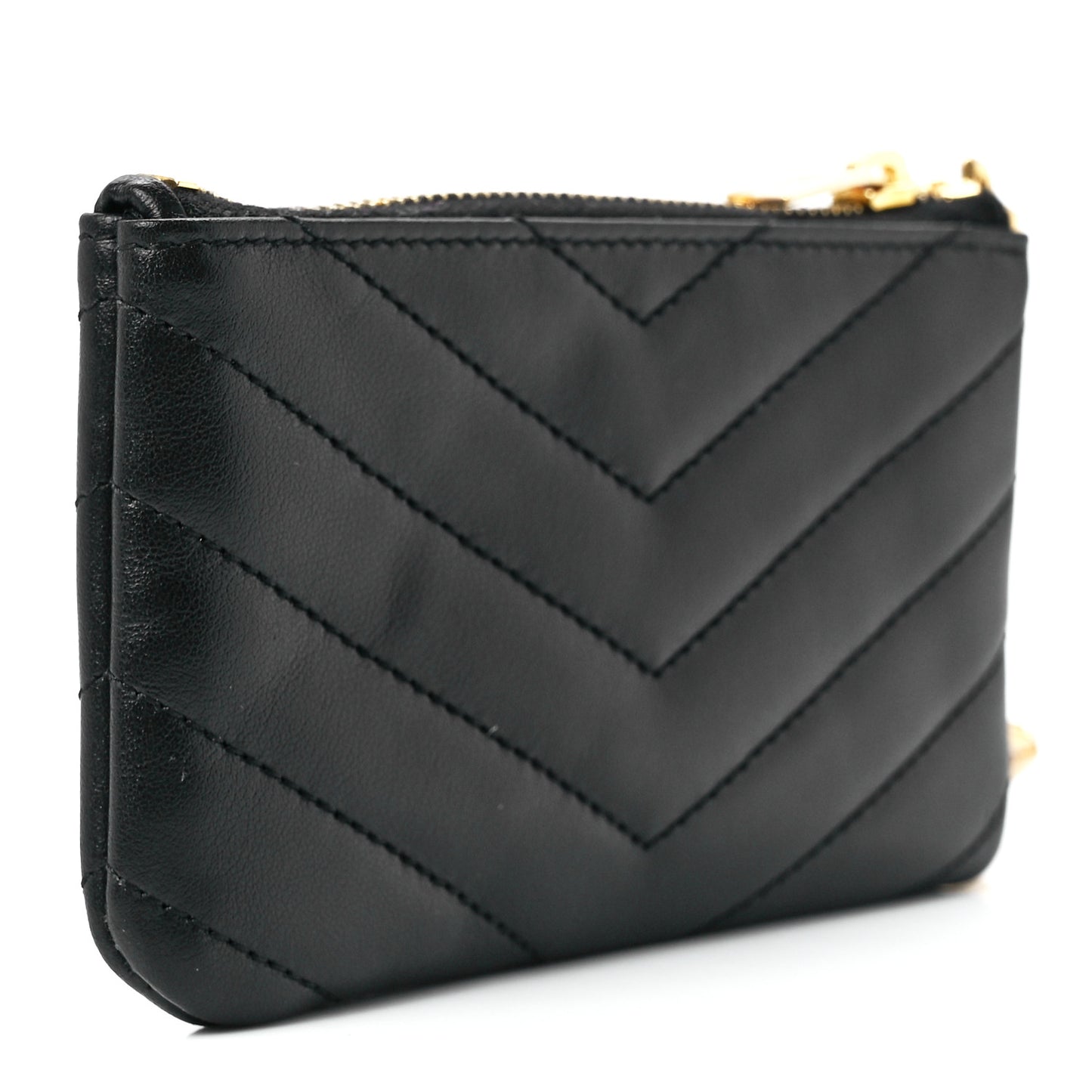 Calfskin Matelasse Monogram Key Pouch Black