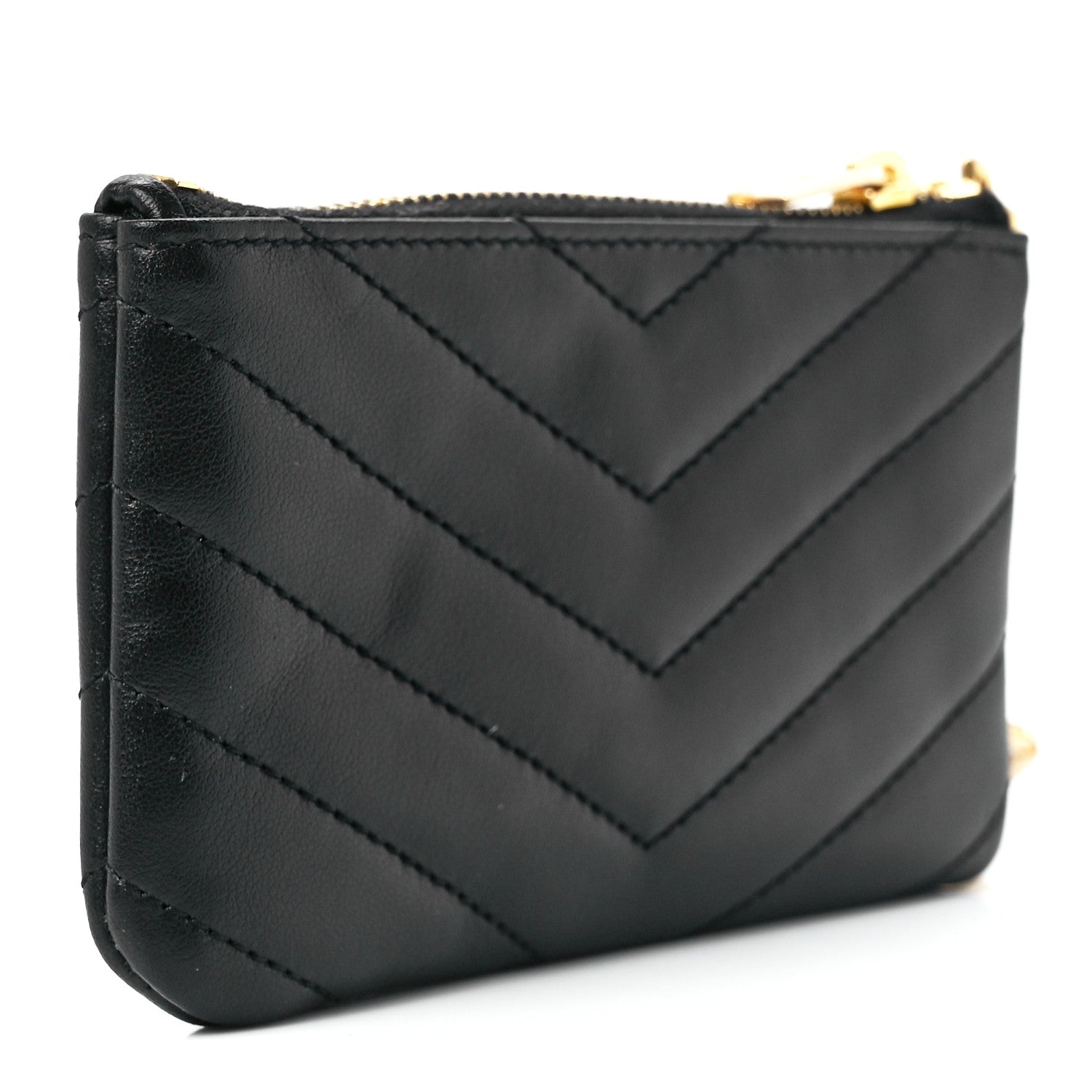 Saint Laurent Calfskin Matelasse Monogram Key Pouch Black 3 of 11