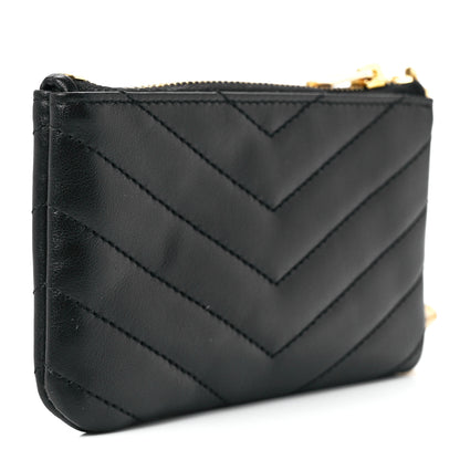Saint Laurent Calfskin Matelasse Monogram Key Pouch Black 3 of 11