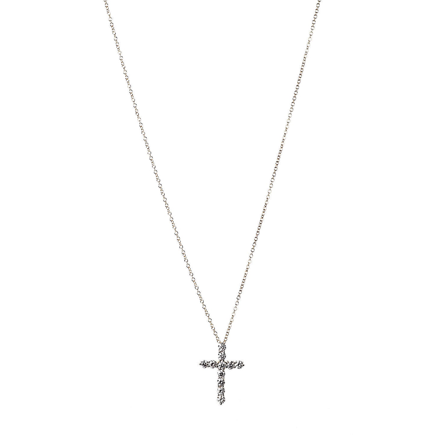 18K Yellow Gold Diamond Small Cross Pendant Necklace