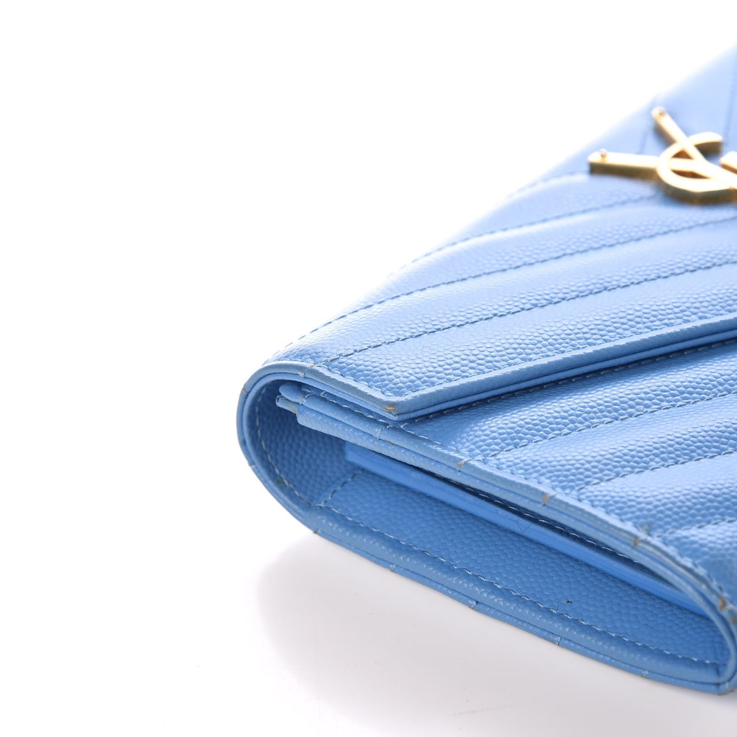 Grain De Poudre Matelasse Large Monogram Flap Wallet Blue