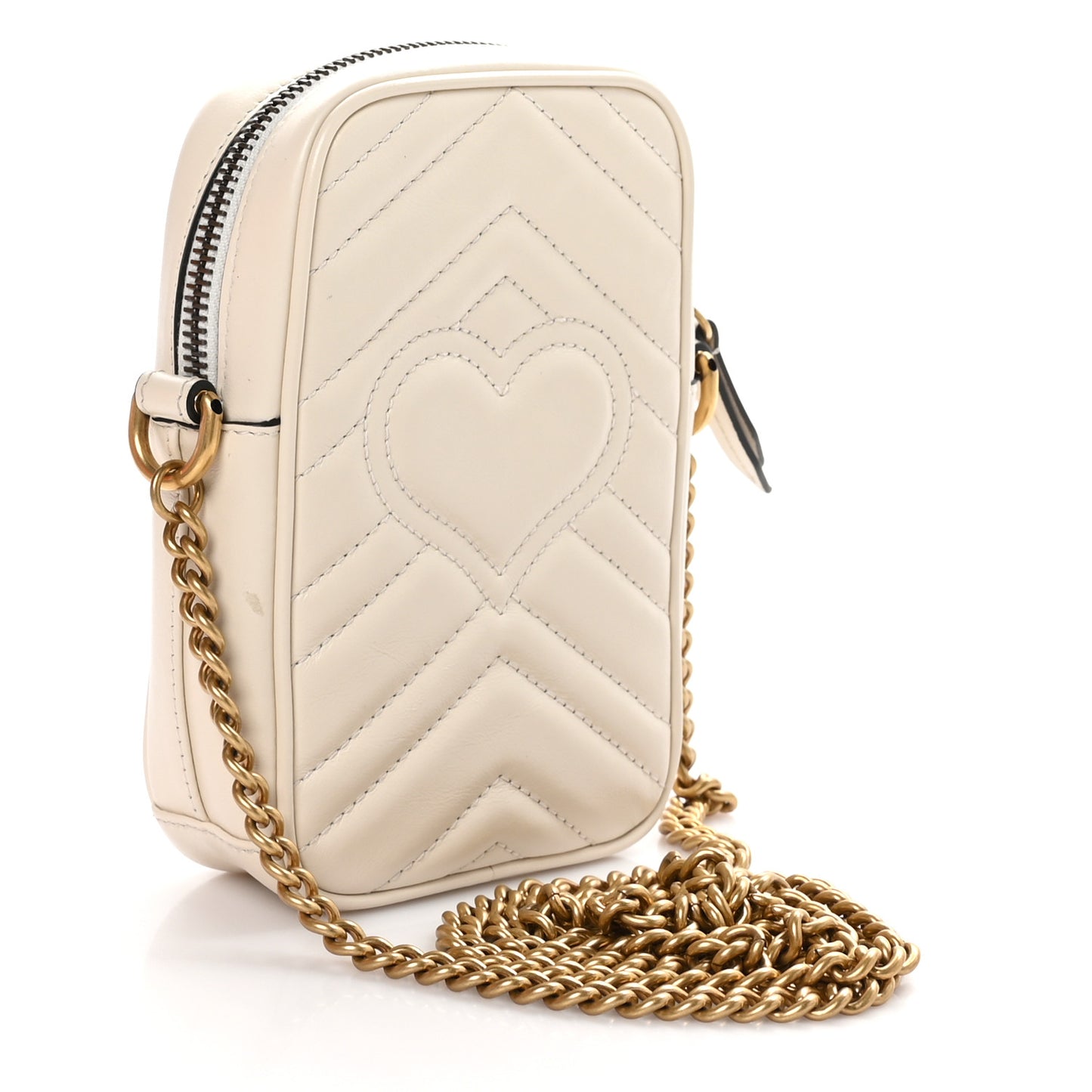 Calfskin Matelasse Mini GG Marmont Crossbody Bag White