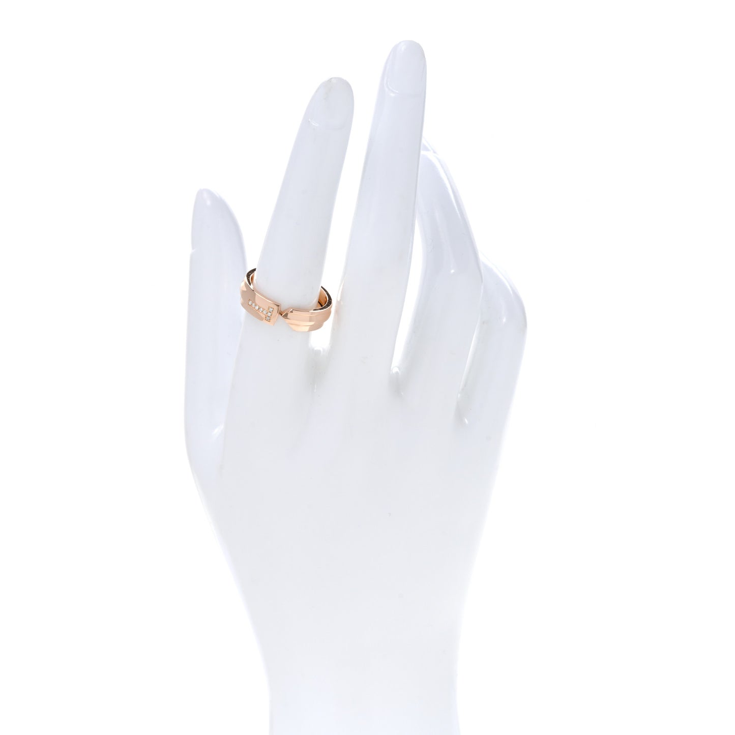 18K Rose Gold Diamond Modern Keys Ring 56 7.5