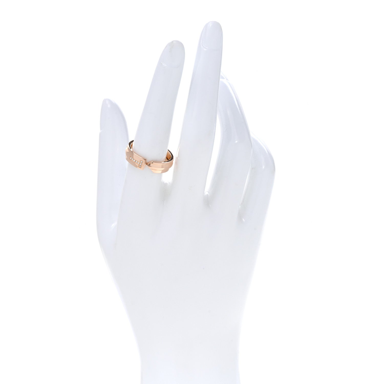 Tiffany 18K Rose Gold Diamond Modern Keys Ring 56 7.5 2 of 4