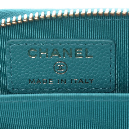 Chanel Caviar Quilted Zip Coin Purse Turquoise 6 of 10