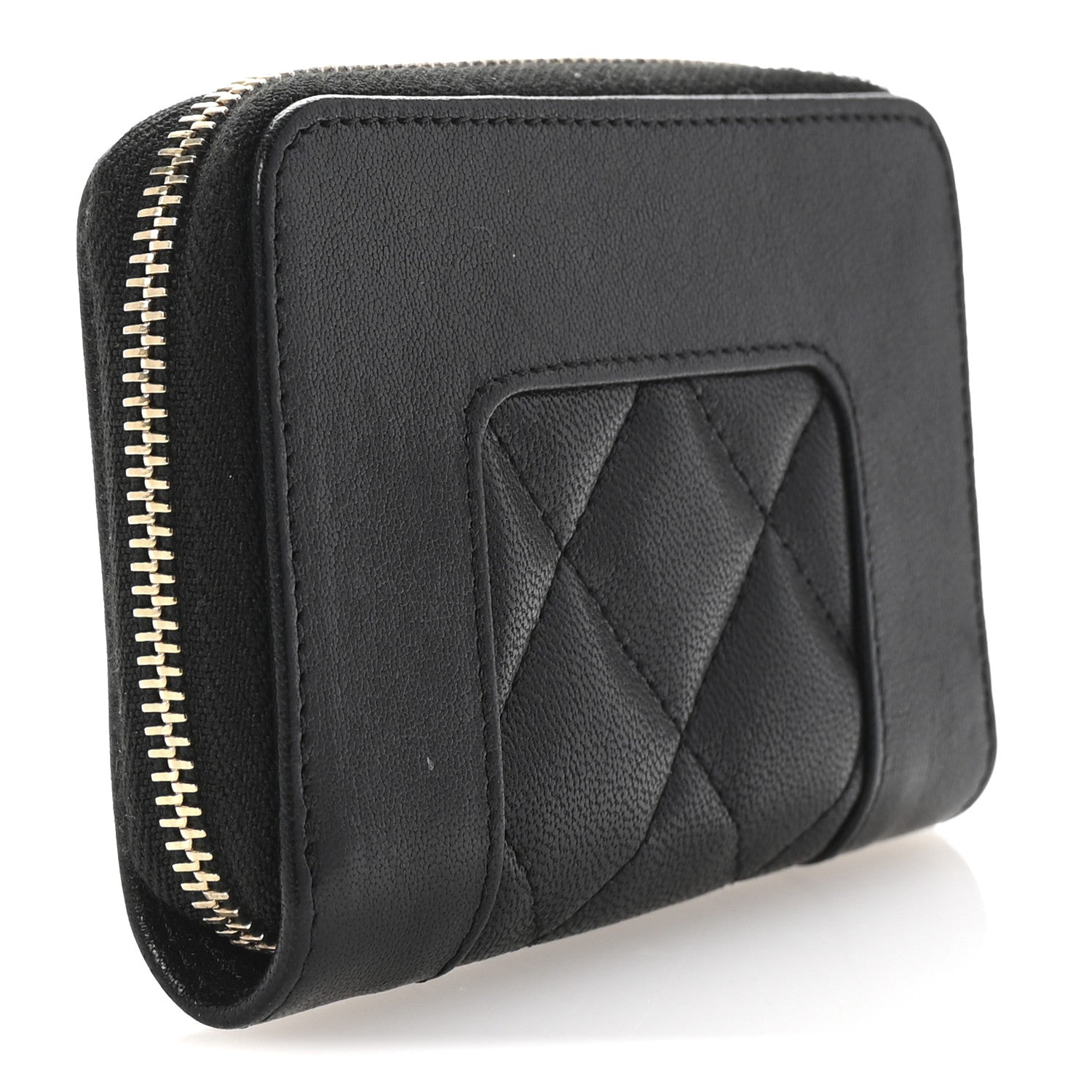 Chanel Sheepskin Quilted Mademoiselle Vintage Zip Coin Purse Black 3 of 8