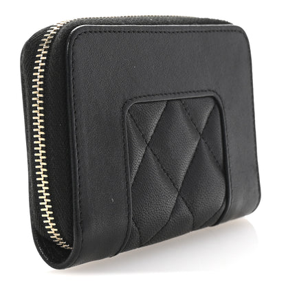Chanel Sheepskin Quilted Mademoiselle Vintage Zip Coin Purse Black 3 of 8