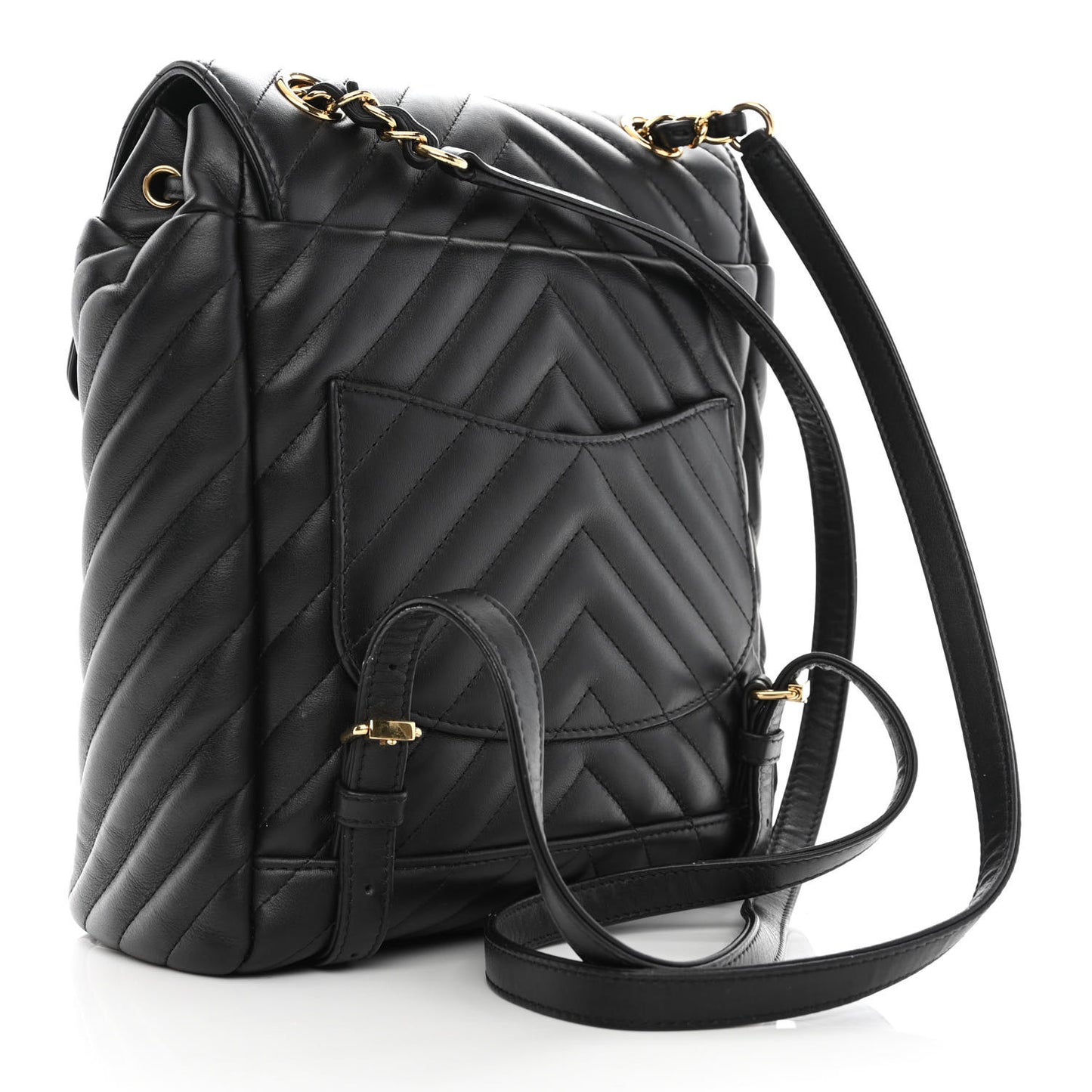 Calfskin Chevron Quilted Small Urban Spirit Backpack Black