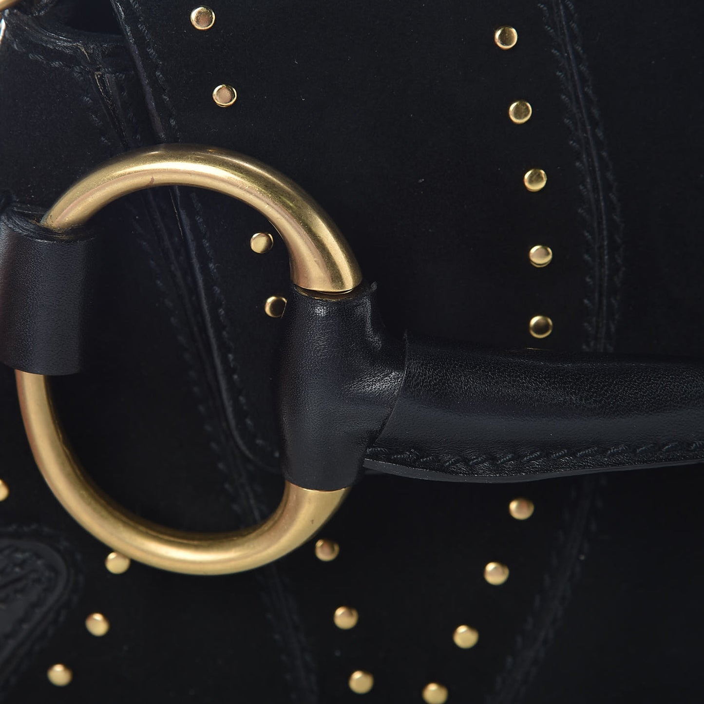 Suede Studded Horsebit Clutch Bag Black