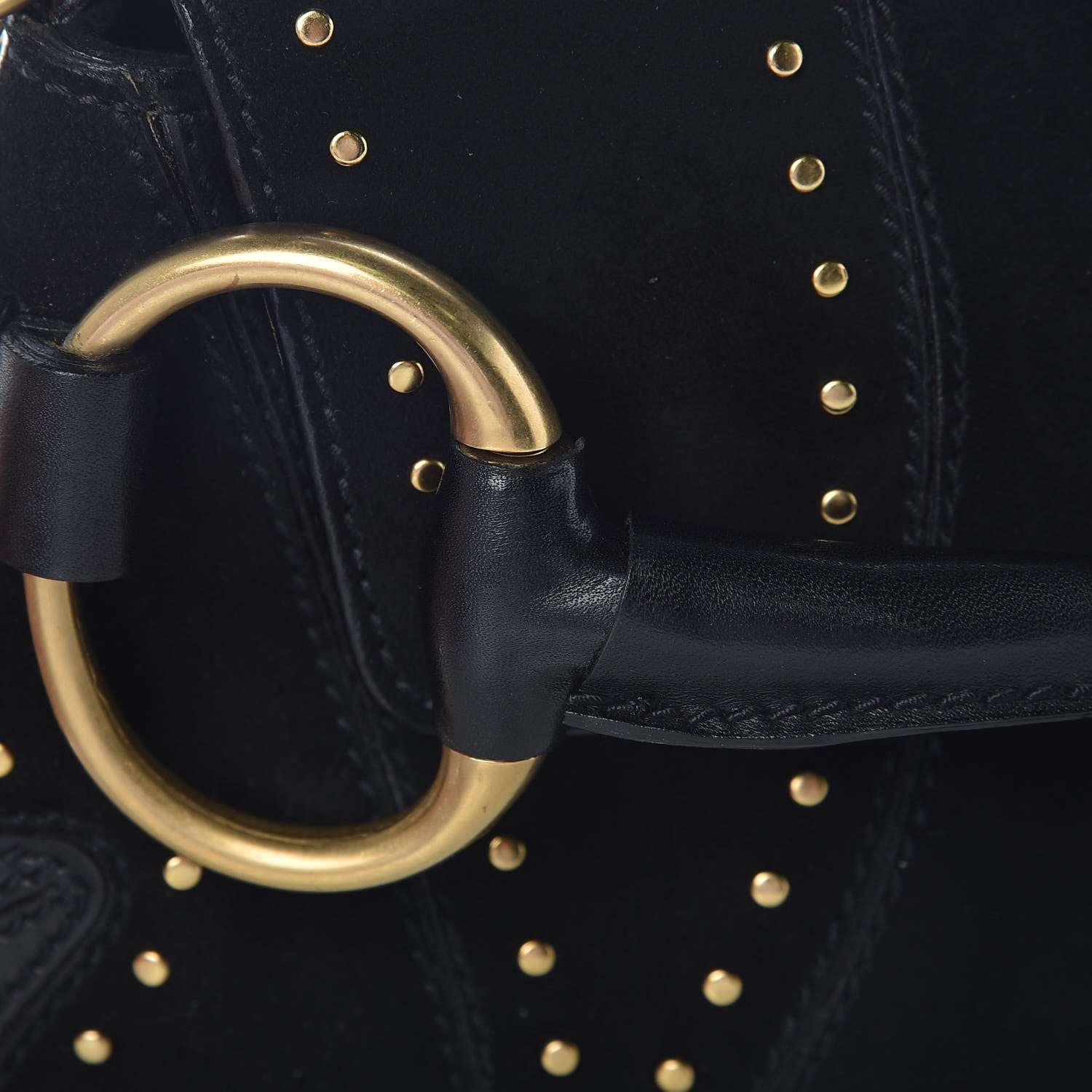 Gucci Suede Studded Horsebit Clutch Bag Black 13 of 17