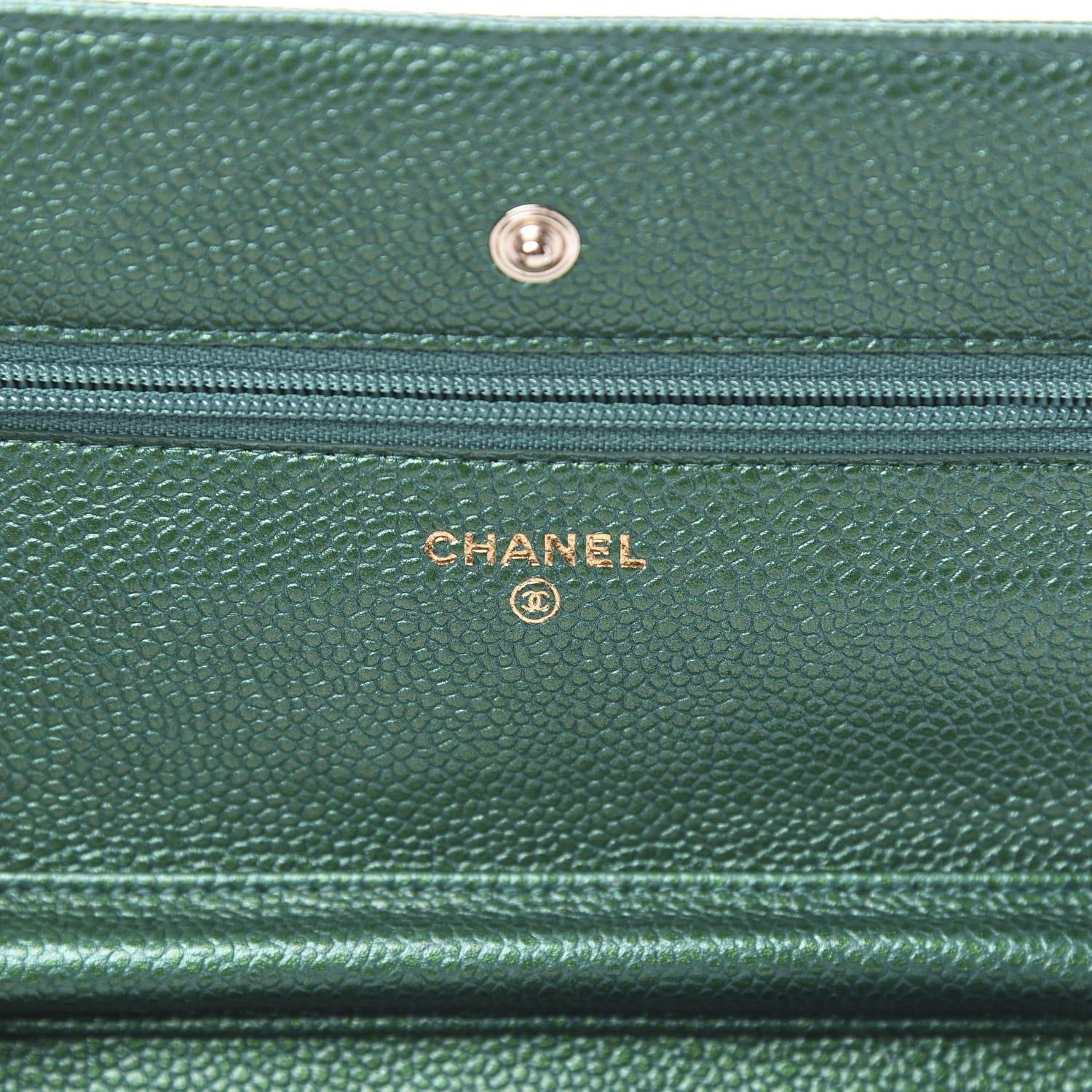 Chanel Metallic Caviar Quilted Wallet On Chain WOC Green 6 of 12