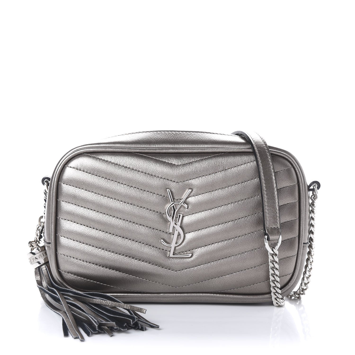 Saint Laurent Grain De Poudre Matelasse Monogram Mini Lou Camera Bag Silver 1 of 8