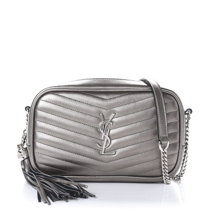 Saint Laurent Grain De Poudre Matelasse Monogram Mini Lou Camera Bag Silver 1 of 8