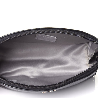 Chanel Lambskin Camellia Embossed Cosmetic Case Black 3 of 4