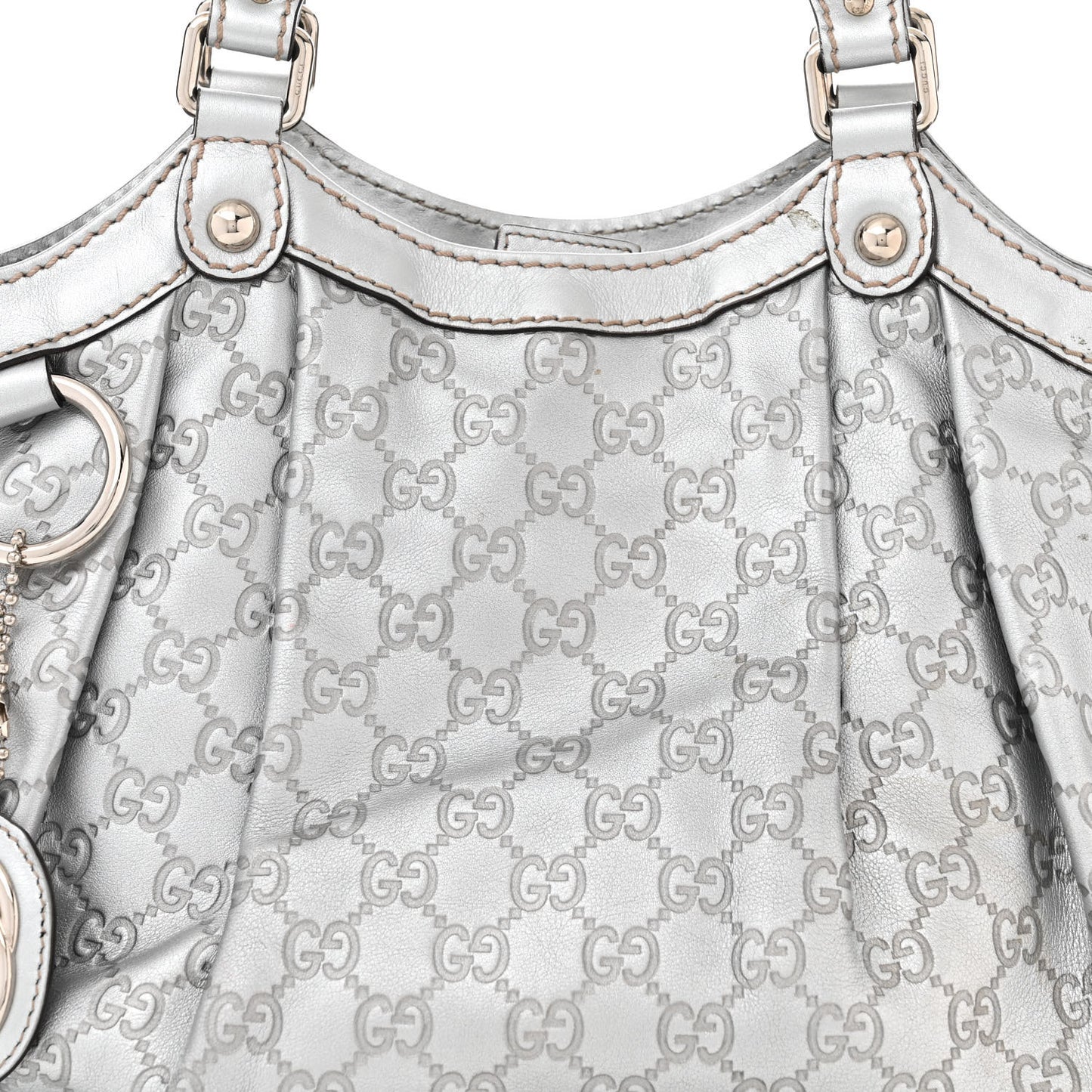 Guccissima Medium Sukey Tote Silver