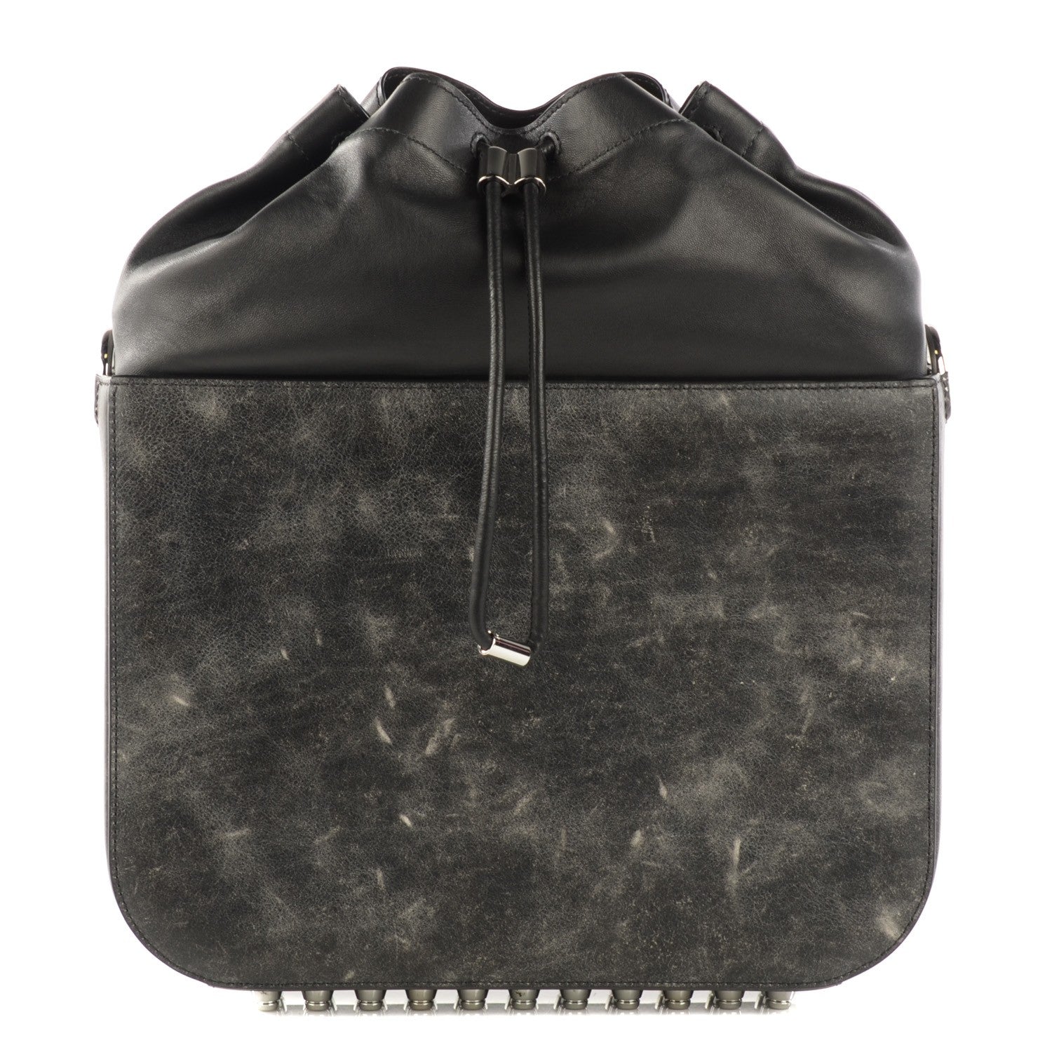 Alexander Wang Distressed Lambskin Flat Bucket Bag Erosion Rhodium Hardware 1 of 8