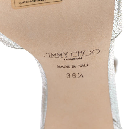 Jimmy Choo Glitter Calfskin Azia 75 Strap Sandals 36.5 Champagne 6 of 7