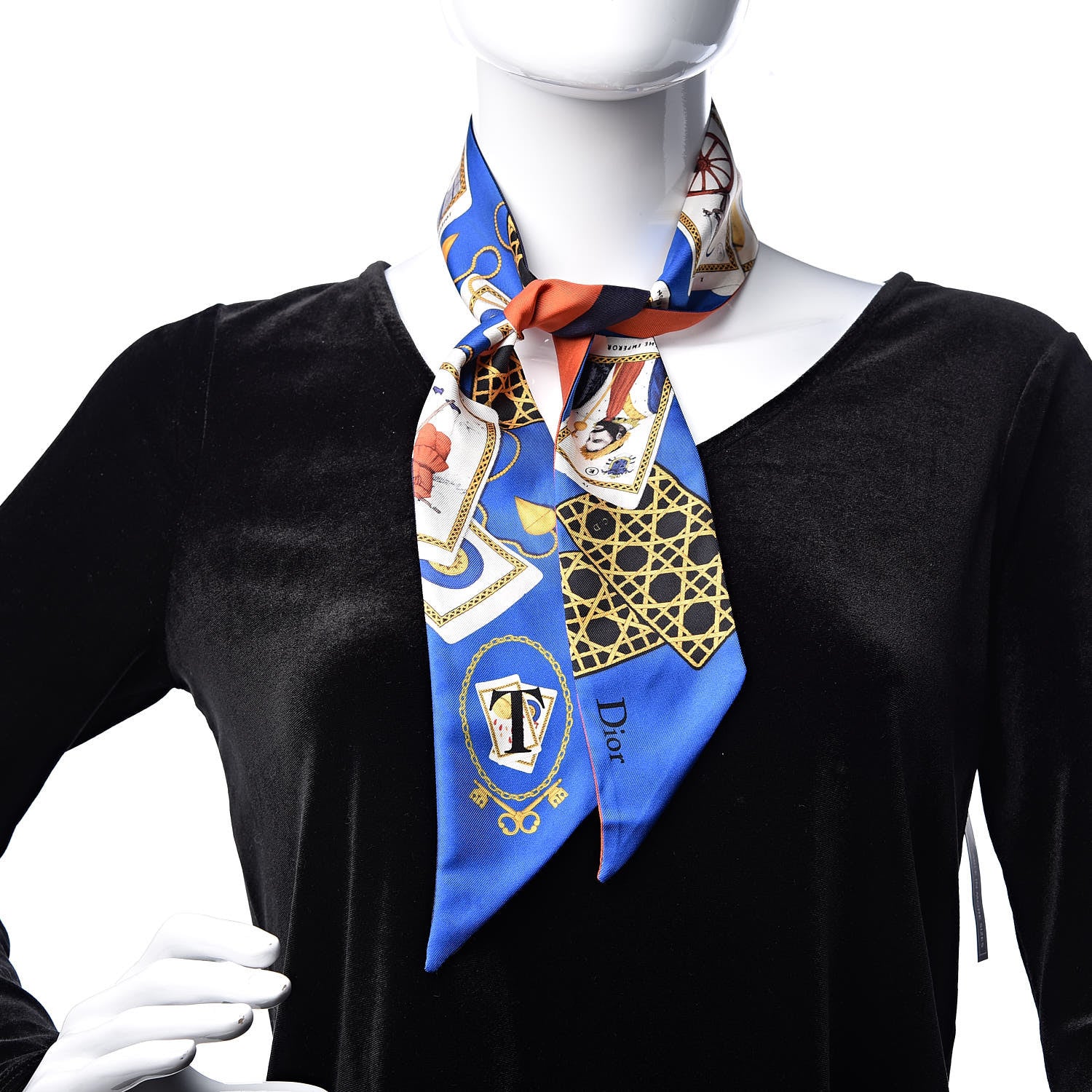 Christian Dior Silk ABCDior T Mitzah Scarf Blue 2 of 7
