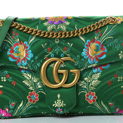 Gucci Jacquard Matelasse Floral Medium GG Marmont Shoulder Bag Green 8 of 13