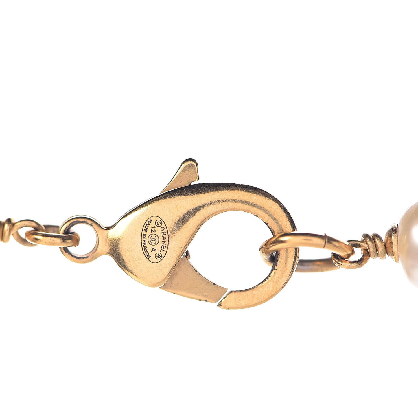 Pearl Bead CC Long Necklace Black Gold