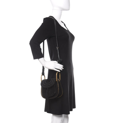 Chloe Suede Calfskin Braided Mini Hudson Shoulder Bag Black 2 of 12