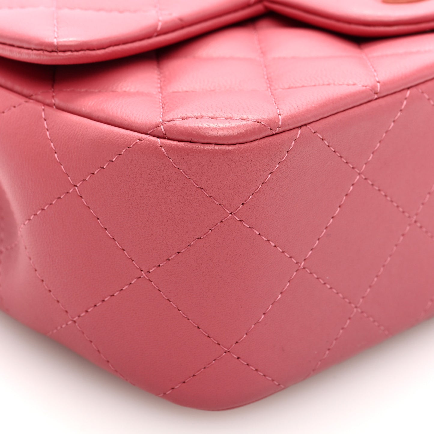 Lambskin Quilted Valentine Charms Mini Rectangular Flap Pink