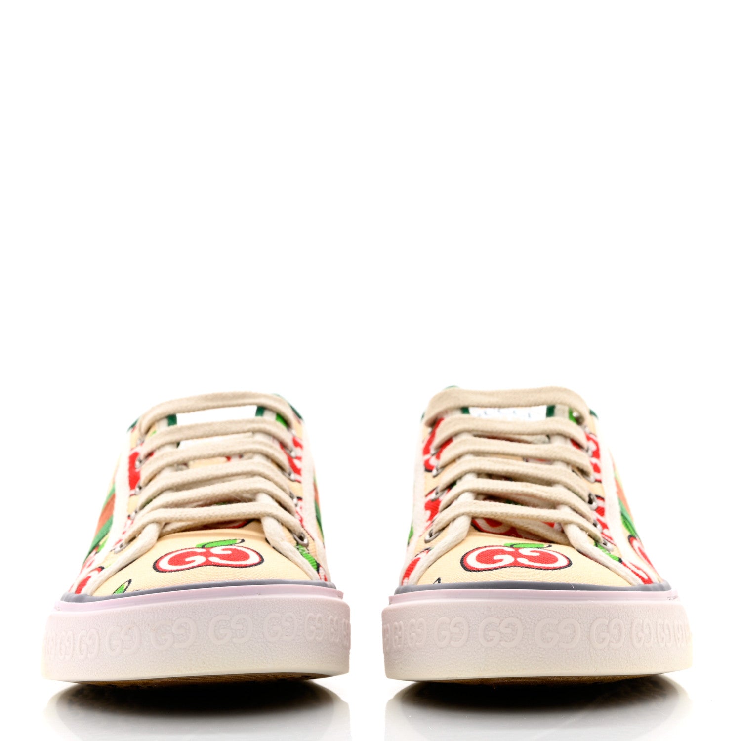 Gucci Canvas Web GG Apple Womens 1977 Tennis Sneakers 37 Ivory Red Mystic White New Shamarock 2 of 8