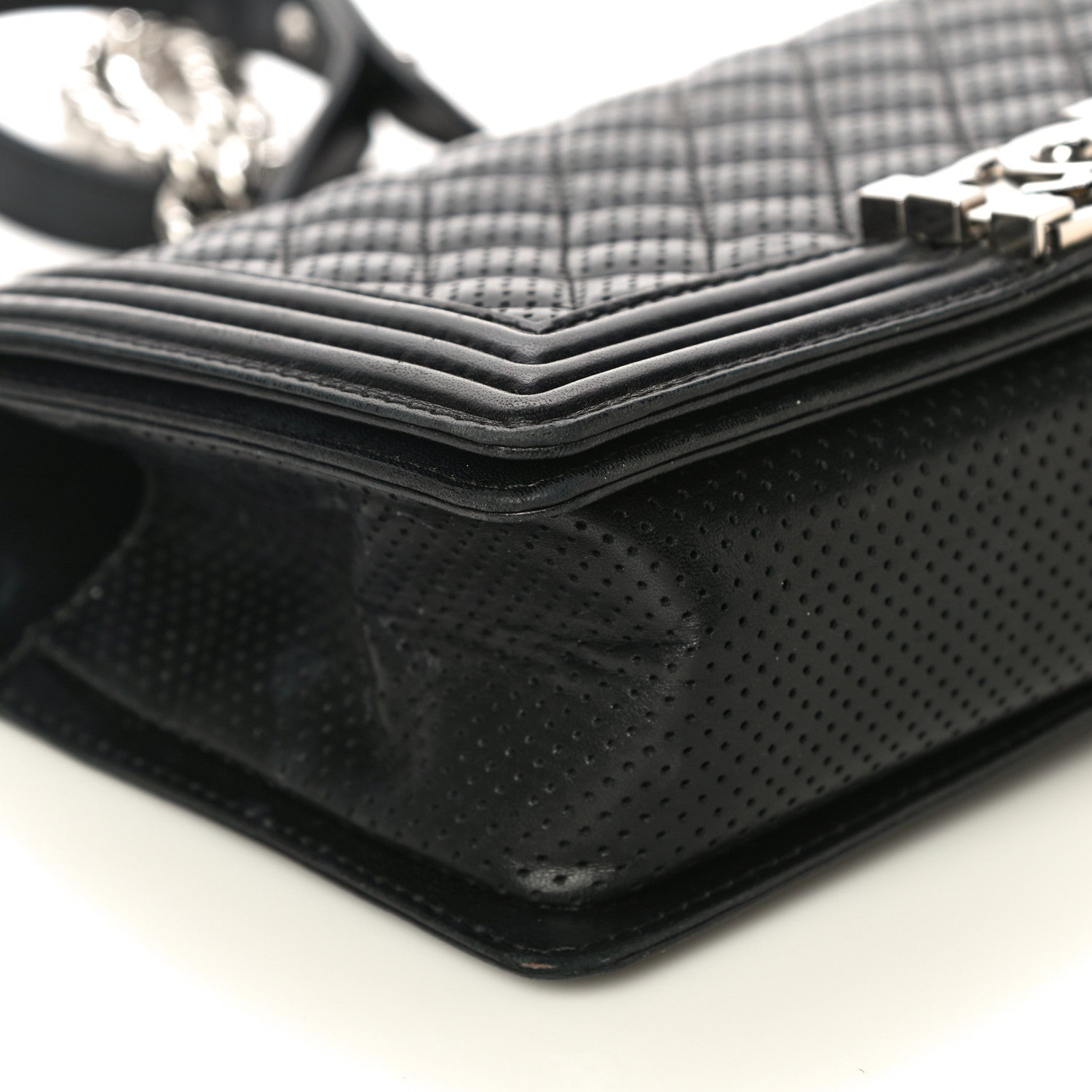 Chanel Lambskin Perforated Medium Boy Flap Black 9 of 21