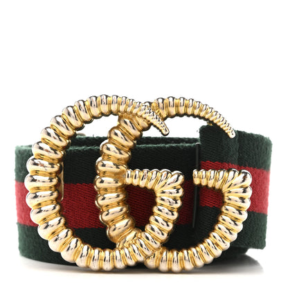 Gucci Canvas Torchon Double G Web Belt 100 40 Verde 1 of 5