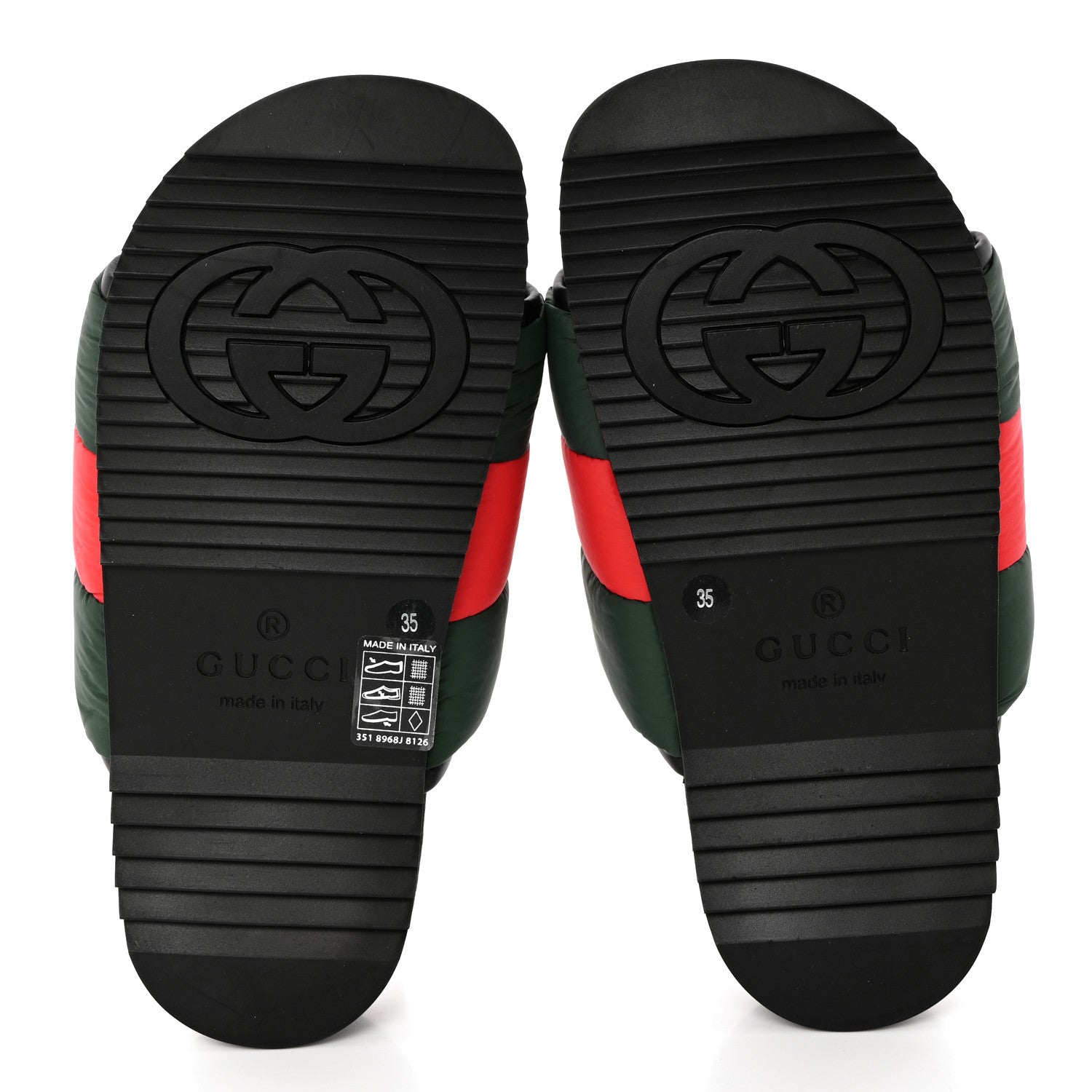 Gucci Nylon Web Womens Slide Sandals 35 Black Green Red 5 of 8